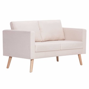 Diverse Hardware, 2-Sitzer-Sofa Stoff Cremeweiss, vidaXL 2-Sitzer-Sofa Stoff Cremeweiß