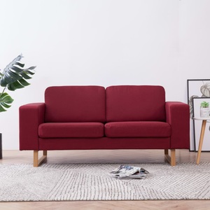 Diverse Hardware, 2-Sitzer-Sofa Stoff Weinrot
