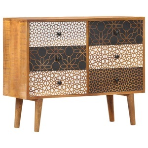 vidaXL, vidaXL Sideboard mit Druckmuster 90×30×70 cm Massivholz Mango