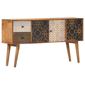vidaXL, vidaXL Sideboard mit Druckmuster 130×30×70 cm Massivholz Mango, vidaXL Sideboard mit Druckmustern 130x30x70 cm Massivholz Mango