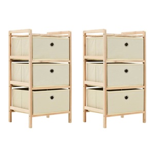 vidaXL, vidaXL Aufbewahrungsregale mit 3 Stoffkörben 2 Stk. Beige Zedernholz, vidaXL Korb-Kommoden 2 Stk. mit 3 Stoffkörben Zedernholz Beige