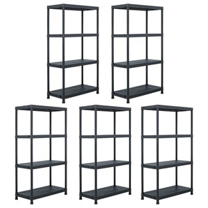 Diverse Hardware, Lagerregale 5 Stk. Schwarz 60 x 30 x 138 cm Kunststoff, 
