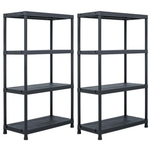 Diverse Hardware, Lagerregale 2 Stk. Schwarz 200 kg 80 x 40 x 138 cm Kunststoff, 