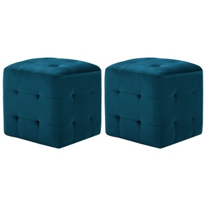 vidaXL, vidaXL Nachttische 2 Stk. Blau 30×30×30 cm Samtstoff