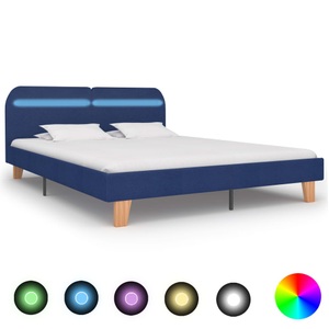 Diverse Hardware, Bettgestell mit LED Blau Stoff 160x200 cm