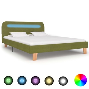 vidaXL, vidaXL Bettgestell mit LED Grün Stoff 140x200 cm
