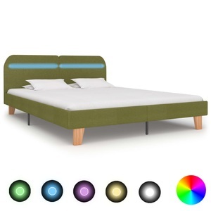 vidaXL, vidaXL Bettgestell mit LED Grün Stoff 180x200 cm