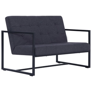 Diverse Hardware, 2-Sitzer-Sofa mit Armlehnen Dunkelgrau Stahl und Stoff
