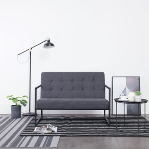 Diverse Hardware, 2-Sitzer-Sofa mit Armlehnen Dunkelgrau Stahl und Stoff