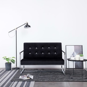 Diverse Hardware, 2-Sitzer-Sofa mit Armlehnen Schwarz Chrom und Samt, vidaXL 2-Sitzer-Sofa mit Armlehnen Schwarz Chrom und Samt
