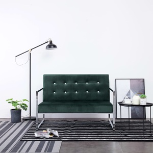 vidaXL, vidaXL 2-Sitzer-Sofa mit Armlehnen Dunkelgrün Chrom und Samt