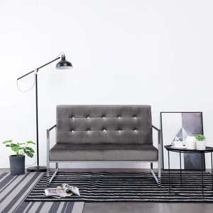 Diverse Hardware, 2-Sitzer-Sofa mit Armlehnen Dunkelgrau Chrom und Samt