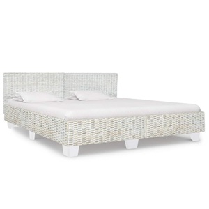 Diverse Hardware, Bettgestell Grau Natur Rattan 180 x 200 cm