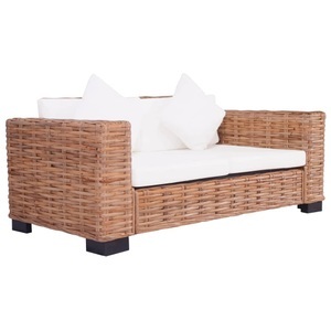 vidaXL, vidaXL 2-Sitzer Gartensofa Natürliches Rattan
