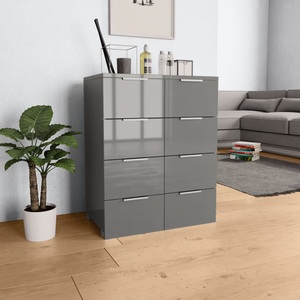 vidaXL, vidaXL Sideboard Hochglanz Grau 60×35×76 cm Spanplatte