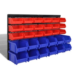 Diverse Hardware, 30 teiliges Wandregal Lagerregal Steckregal Blau Rot Werkstatt, vidaXL 30 teiliges Wandregal Lagerregal Steckregal Blau Rot Werkstatt