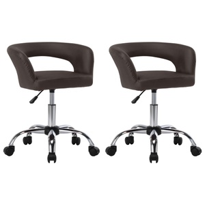 vidaXL, vidaXL Esszimmerstühle 2 Stk. Braun Kunstleder, vidaXL Esszimmerstühle 2 Stk. Braun Kunstleder