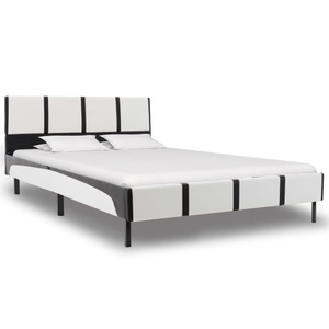 Diverse Hardware, Bettgestell Weiss und Schwarz Kunstleder 140 x 200 cm, 