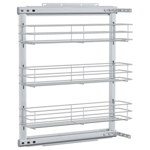 vidaXL, vidaXL 3-stufiger Ausziehbarer Küchen-Drahtkorb Silbern 47x11x56 cm, vidaXL 3-stufiger Küchen-Drahtkorb Ausziehbar Silbern 47x15,5x55,5 cm
