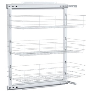 vidaXL, vidaXL 3-stufiger Ausziehbarer Küchen-Drahtkorb Silbern 47x25x56 cm, vidaXL 3-stufiger Küchen-Drahtkorb Ausziehbar Silbern 47x25x56 cm