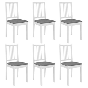 vidaXL, vidaXL Esszimmerstühle mit Polstern 6 Stk. Weiß Massivholz, vidaXL Esszimmerstühle mit Polstern 6 Stk. Weiß Massivholz