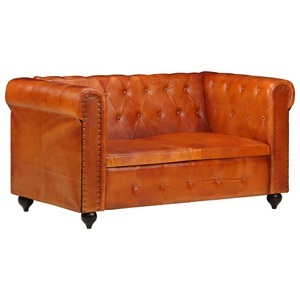 Diverse Hardware, Chesterfield-Sofa 2-Sitzer Hellbraun Echtleder, vidaXL Chesterfield-Sofa 2-Sitzer Hellbraun Echtleder