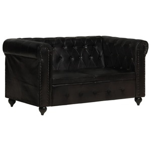 Diverse Hardware, Chesterfield-Sofa 2-Sitzer Schwarz Echtleder, vidaXL Chesterfield-Sofa 2-Sitzer Schwarz Echtleder