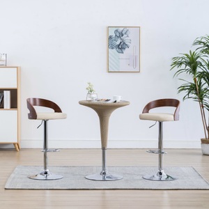 vidaXL, vidaXL Barhocker 2 Stk. Cremeweiß Kunstleder und Bugholz, vidaXL Barhocker 2 Stk. Cremeweiß Kunstleder und Bugholz