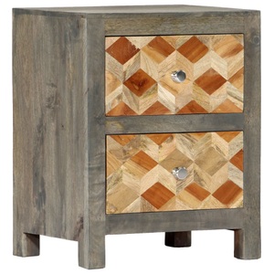 Diverse Hardware, Nachttisch Grau 40 x 30 x 50 cm Massivholz Mango, vidaXL Nachttisch Grau 40x30x50 cm Massivholz Mango
