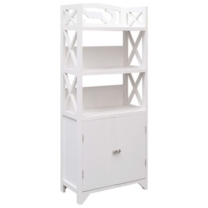 Diverse Hardware, Badezimmerschrank Weiss 46x24x116 cm Paulownia Holz, 
