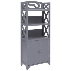 Diverse Hardware, Badezimmerschrank Grau 46x24x116 cm Paulownia Holz, vidaXL Badezimmerschrank Grau 46x24x116 cm Paulownia-Holz