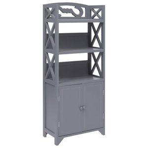 Diverse Hardware, Badezimmerschrank Grau 46x24x116 cm Paulownia Holz, vidaXL Badezimmerschrank Grau 46x24x116 cm Paulownia-Holz