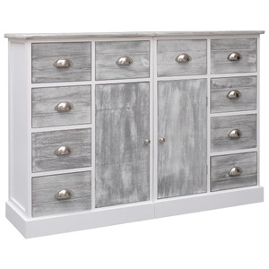 vidaXL, vidaXL Sideboard mit 10 Schubladen Grau 113×30×79 cm Holz