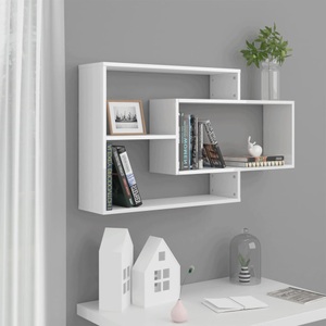 vidaXL, vidaXL Wandregale Hochglanz-Weiß 104x20x58,5 cm Spanplatte, vidaXL Wandregale Hochglanz-Weiß 104x20x58,5 cm Holzwerkstoff