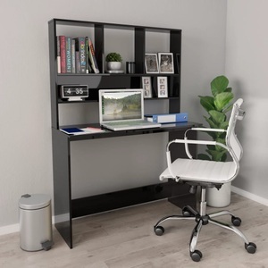 vidaXL, vidaXL Schreibtisch Regale Hochglanz-Schwarz 110×45×157cm Spanplatte, 