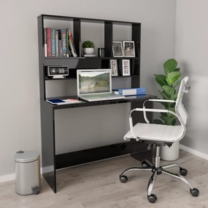 vidaXL, vidaXL Schreibtisch Regale Hochglanz-Schwarz 110×45×157cm Spanplatte, 
