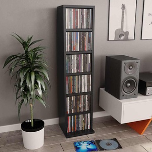 vidaXL, vidaXL CD-Schrank Schwarz 21x20x88 cm Spanplatte, vidaXL CD-Schrank Schwarz 21x20x88 cm Holzwerkstoff