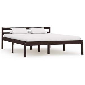 vidaXL, vidaXL Bettgestell Dunkelbraun Massivholz Kiefer 140×200 cm, vidaXL Massivholzbett Dunkelbraun Kiefer 140x200 cm