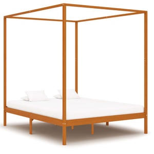 Diverse Hardware, Himmelbett-Gestell Honigbraun Massivholz Kiefer 180 x 200 cm, 