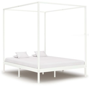 Diverse Hardware, Himmelbett-Gestell Weiss Massivholz Kiefer 180 x 200 cm, 