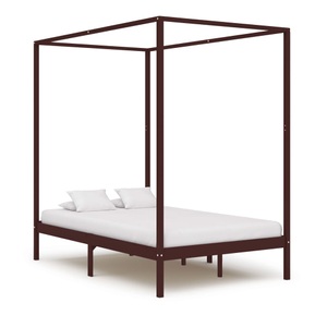 Diverse Hardware, Himmelbett-Gestell Dunkelbraun Massivholz Kiefer 120 x 200 cm, vidaXL Himmelbett-Gestell Dunkelbraun Massivholz Kiefer 120 x 200 cm