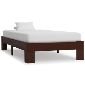 vidaXL, vidaXL Bettgestell Dunkelbraun Massivholz Kiefer 90×200 cm, vidaXL Massivholzbett Dunkelbraun Kiefer 90x200 cm