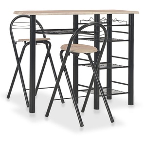 Diverse Hardware, 3-tlg. Bar-Set mit Regalen Holz und Stahl, vidaXL 3-tlg. Bar-Set mit Regalen Holz und Stahl
