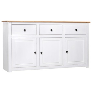 Diverse Hardware, Sideboard Weiss 135 x 40 x 80 cm Massivholz Panama-Kiefer