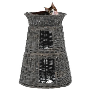 Diverse Hardware, 3-tlg. Katzenkorb-Set mit Kissen Grau 47x34x60 cm Natur Weide, vidaXL 3-tlg. Katzenkorb-Set mit Kissen Grau 47x34x60 cm Natur Weide