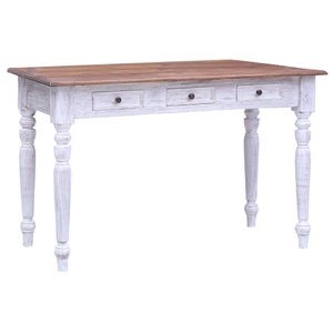 vidaXL, vidaXL Schreibtisch mit Schubladen Weiß 117x57x75 cm Altholz Massiv
