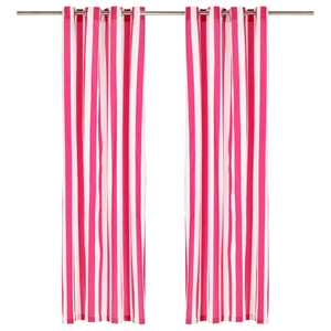 vidaXL, vidaXL Vorhänge mit Metallösen 2 Stk. Stoff 140 x 225 cm Rosa Streifen, 