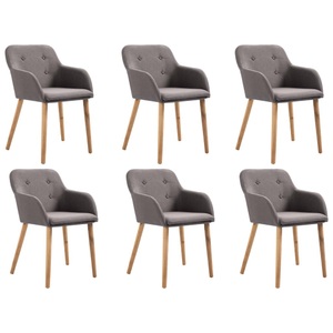 vidaXL, vidaXL Esszimmerstühle 6 Stk. Taupe Stoff und Massivholz Eiche, 
