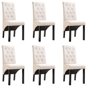 vidaXL, vidaXL Esszimmerstühle 6 Stk. Creme Stoff, vidaXL Esszimmerstühle 6 Stk. Creme Stoff