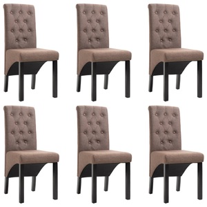 vidaXL, vidaXL Esszimmerstühle 6 Stk. Braun Stoff, vidaXL Esszimmerstühle 6 Stk. Braun Stoff